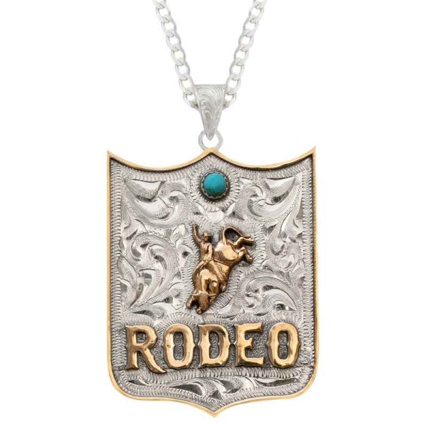 Regala a tu Atleta de Rodeo con el Colgante Personalizado "Lusitano". Elaborado sobre una base de Alpaca grabada a mano. Detallado con tu elección de letras de Alpaca y un borde recto. Personaliza con tu elección de figura, piedras de circonia c