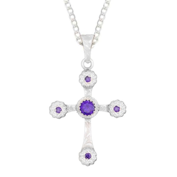 Ruth, Silver Plated 1.5"x2" Cross, flowers, hand-engraved details, and Cubic Zirconia.

 

Chain not included.